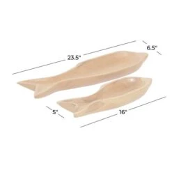 Brown Fish Teak Wood Coastal Style Tray Set -Michaels Decor Sale D493656S 6