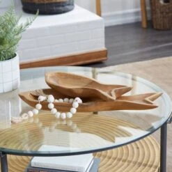 Brown Fish Teak Wood Coastal Style Tray Set -Michaels Decor Sale D493656S 7