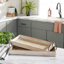 Brown Wood Boho Style Tray Set -Michaels Decor Sale D493684S 7
