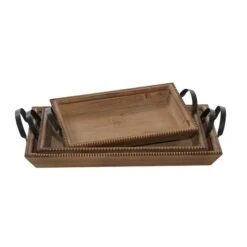 Brown Wood Coastal Style Tray Set 15 Brown Wood Coastal Style Tray Set -Michaels Decor Sale D493687S 3