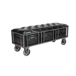 Industrial Rectangular Black Faux Leather And Wood Storage Bench, 19" X 47" X 16" -Michaels Decor Sale D493829S 3