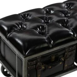 Industrial Rectangular Black Faux Leather And Wood Storage Bench, 19" X 47" X 16" -Michaels Decor Sale D493829S 7