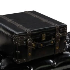 Industrial Rectangular Black Faux Leather And Wood Storage Bench, 19" X 47" X 16" -Michaels Decor Sale D493829S 8