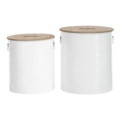 Set Of 2 White Metal Farmhouse Storage Stool, 18", 16" 9 Set Of 2 White Metal Farmhouse Storage Stool, 18", 16" -Michaels Decor Sale D493849S 1 1