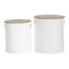 Set Of 2 White Metal Farmhouse Storage Stool, 18", 16" -Michaels Decor Sale D493849S 1