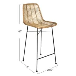 Hello Honey® 40.5" Beige Rattan Bar Stool With Black Metal Frame -Michaels Decor Sale D493861S 4