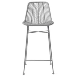 Hello Honey® 40.5" Gray Rattan Bar Stool With Metal Frame