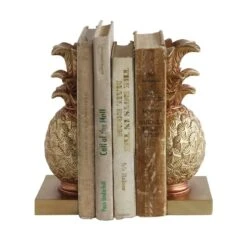 Hello Honey® 9" Pineapple Shaped Gold Bookend Set