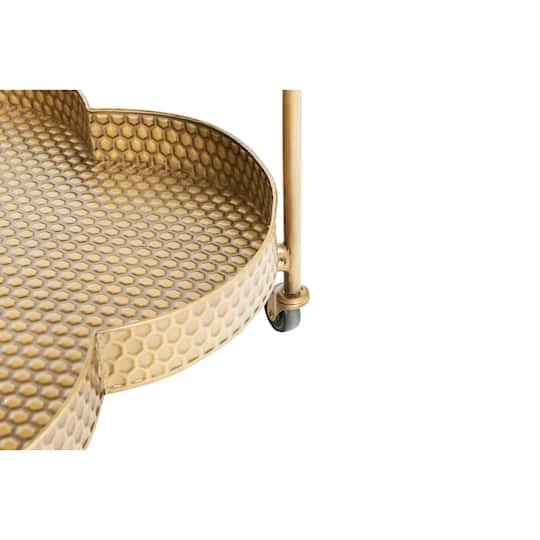 Hello Honey® 28.5" 2-Tier Clover Shaped Metal Bar Cart On Caster Wheels Antique Brass 7 Hello Honey® 28.5" 2-Tier Clover Shaped Metal Bar Cart On Caster Wheels Antique Brass - Image 5