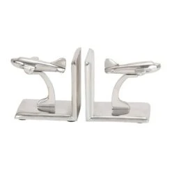 5" Silver Aluminum Contemporary Plane Bookends