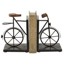 9" Contemporary Bicycle Iron Bookend Set Black