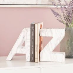 CosmoLiving By 8" Cosmopolitan Contemporary A & Z Dolomite Bookend Set White 19 CosmoLiving By 8" Cosmopolitan Contemporary A & Z Dolomite Bookend Set White -Michaels Decor Sale D494224S 8
