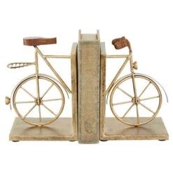 9" Contemporary Bicycle Iron Bookend Set Gold