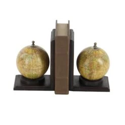 8" Rustic Brown Wood Globe Bookends -Michaels Decor Sale D494232S 2