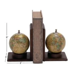 8" Rustic Brown Wood Globe Bookends -Michaels Decor Sale D494232S 8