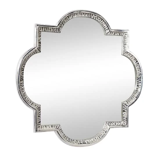 Gray Glam Aluminum Wall Mirror, 40" X 40" 5 Gray Glam Aluminum Wall Mirror, 40" X 40" - Image 3