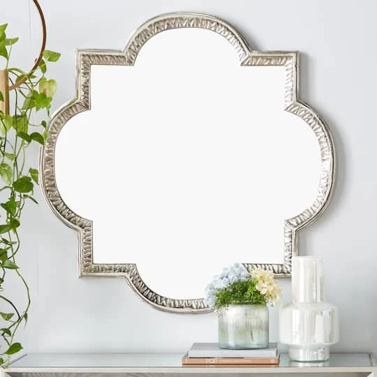 Gray Glam Aluminum Wall Mirror, 40" X 40" 10 Gray Glam Aluminum Wall Mirror, 40" X 40" - Image 8