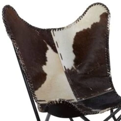 White Cow Hide Leather And Iron Rustic Accent Chair, 36" X 29" X 30" -Michaels Decor Sale D494558S 3