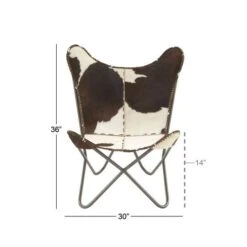 White Cow Hide Leather And Iron Rustic Accent Chair, 36" X 29" X 30" -Michaels Decor Sale D494558S 5