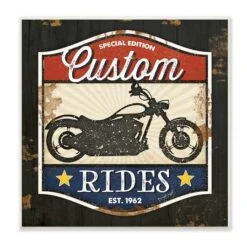 Stupell Industries Custom Rides Motorcycle Sign Vintage Americana Bike ,12" X 12"