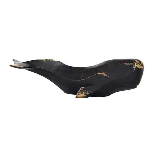 Black Polyresin Coastal Whale Sculpture, 7" X 24" X 8" 4 Black Polyresin Coastal Whale Sculpture, 7" X 24" X 8" - Image 2