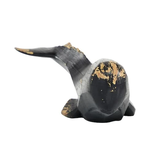 Black Polyresin Coastal Whale Sculpture, 7" X 24" X 8" 5 Black Polyresin Coastal Whale Sculpture, 7" X 24" X 8" - Image 3