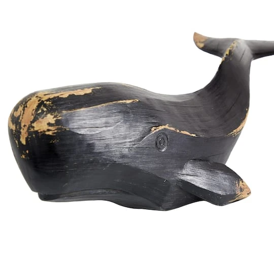 Black Polyresin Coastal Whale Sculpture, 7" X 24" X 8" 7 Black Polyresin Coastal Whale Sculpture, 7" X 24" X 8" - Image 5
