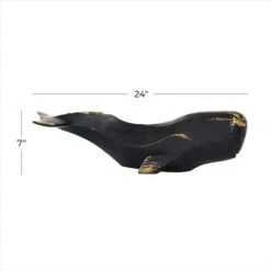 Black Polyresin Coastal Whale Sculpture, 7" X 24" X 8" 16 Black Polyresin Coastal Whale Sculpture, 7" X 24" X 8" -Michaels Decor Sale D501421S 6