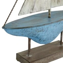 Set Of 2 Blue Metal Coastal Sail Boat Sculpture, 17", 16" -Michaels Decor Sale D501423S 5