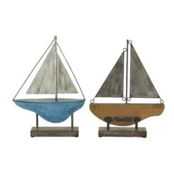 Set Of 2 Blue Metal Coastal Sail Boat Sculpture, 17", 16" -Michaels Decor Sale D501423S 7