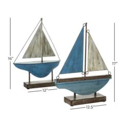 Set Of 2 Blue Metal Coastal Sail Boat Sculpture, 17", 16" -Michaels Decor Sale D501423S 8