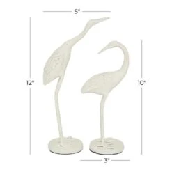 Set Of 2 White Metal Coastal Bird Sculpture, 10", 12" -Michaels Decor Sale D501428S 7