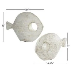 Set Of 2 White Ceramic Coastal Fish Sculpture, 13", 9" -Michaels Decor Sale D501432S 7