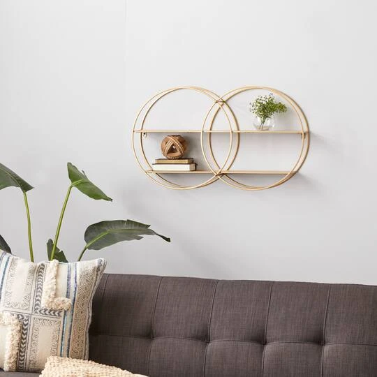 CosmoLiving By Cosmopolitan Gold Metal Contemporary Wall Shelf, 18" X 30" X 6" 11 CosmoLiving By Cosmopolitan Gold Metal Contemporary Wall Shelf, 18" X 30" X 6" - Image 9