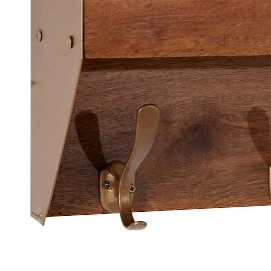 Brown Metal Industrial Wall Shelf, 22" X 16" X 5" 6 Brown Metal Industrial Wall Shelf, 22" X 16" X 5" - Image 4