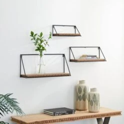 Set Of 3 Black Metal Industrial Wall Shelf, 24", 19", 14" -Michaels Decor Sale D502384S 6