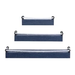 Set Of 3 Blue Wood Contemporary Wall Shelves 32", 25", 17" 10 Set Of 3 Blue Wood Contemporary Wall Shelves 32", 25", 17" -Michaels Decor Sale D502390S 1 1