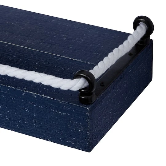 Set Of 3 Blue Wood Contemporary Wall Shelves 32", 25", 17" 6 Set Of 3 Blue Wood Contemporary Wall Shelves 32", 25", 17" - Image 4