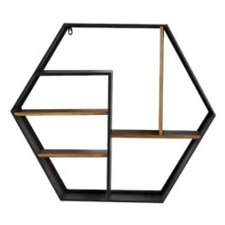 Black Chinese Fir Wood Industrial Wall Shelves, 26" X 30" X 7"