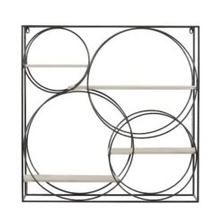 Gray Metal Contemporary Wall Shelf, 32" X 32" X 7"