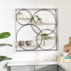 Gray Metal Contemporary Wall Shelf, 32" X 32" X 7" 19 Gray Metal Contemporary Wall Shelf, 32" X 32" X 7" -Michaels Decor Sale D502398S 8