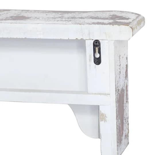 White Wood Vintage Wall Shelf, 9" X 36" X 6" 9 White Wood Vintage Wall Shelf, 9" X 36" X 6" - Image 7