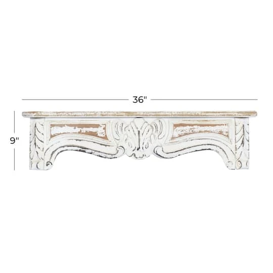 White Wood Vintage Wall Shelf, 9" X 36" X 6" 10 White Wood Vintage Wall Shelf, 9" X 36" X 6" - Image 8