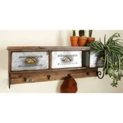 Brown Wood Farmhouse Wall Shelf, 13" X 38" X 10" -Michaels Decor Sale D502414S 7