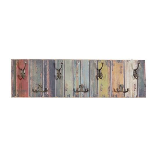 Multi Colored Wood Rustic Wall Hook, 8" X 28" X 3" 4 Multi Colored Wood Rustic Wall Hook, 8" X 28" X 3" - Image 2