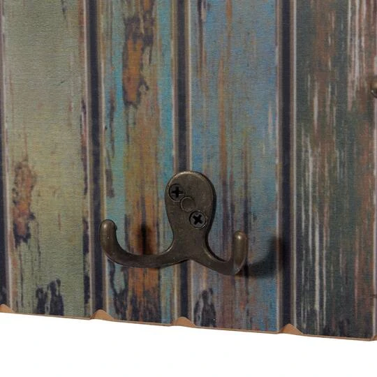 Multi Colored Wood Rustic Wall Hook, 8" X 28" X 3" 7 Multi Colored Wood Rustic Wall Hook, 8" X 28" X 3" - Image 5