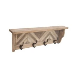 Brown Wood Vintage Wall Hooks With Shelf, 10" X 32" X 4" 13 Brown Wood Vintage Wall Hooks With Shelf, 10" X 32" X 4" -Michaels Decor Sale D502468S 3