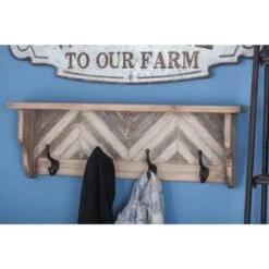 Brown Wood Vintage Wall Hooks With Shelf, 10" X 32" X 4" 17 Brown Wood Vintage Wall Hooks With Shelf, 10" X 32" X 4" -Michaels Decor Sale D502468S 7
