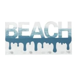 Blue Wood Coastal Wall Hook, 10" X 19" X 2"