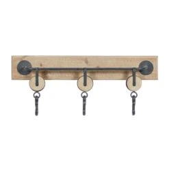Brown Wood Industrial Wall Hook, 10" X 24" X 4" 11 Brown Wood Industrial Wall Hook, 10" X 24" X 4" -Michaels Decor Sale D502491S 2